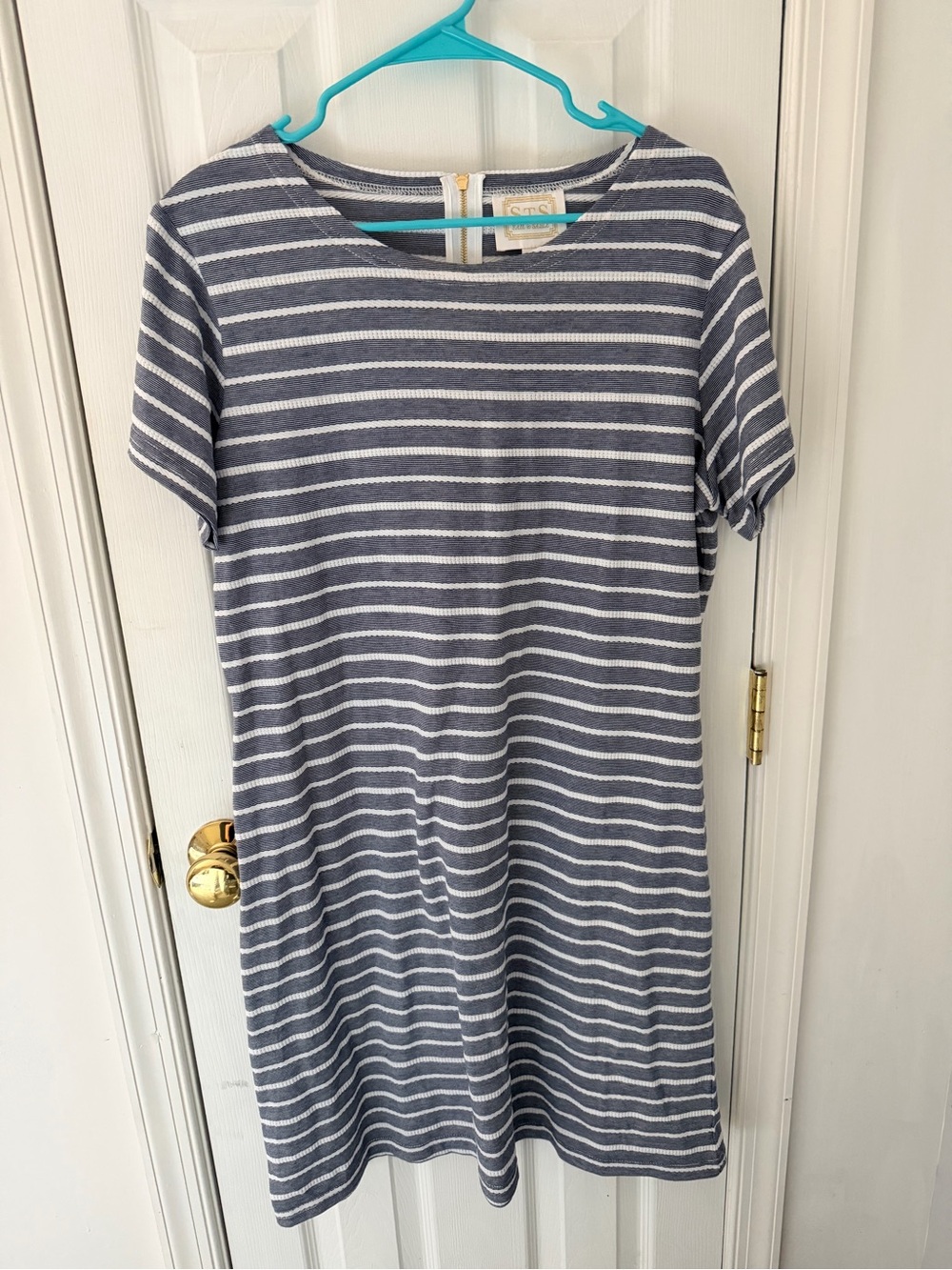 Sail to Sable Navy & White Striped Short Sleeve Knit Dress